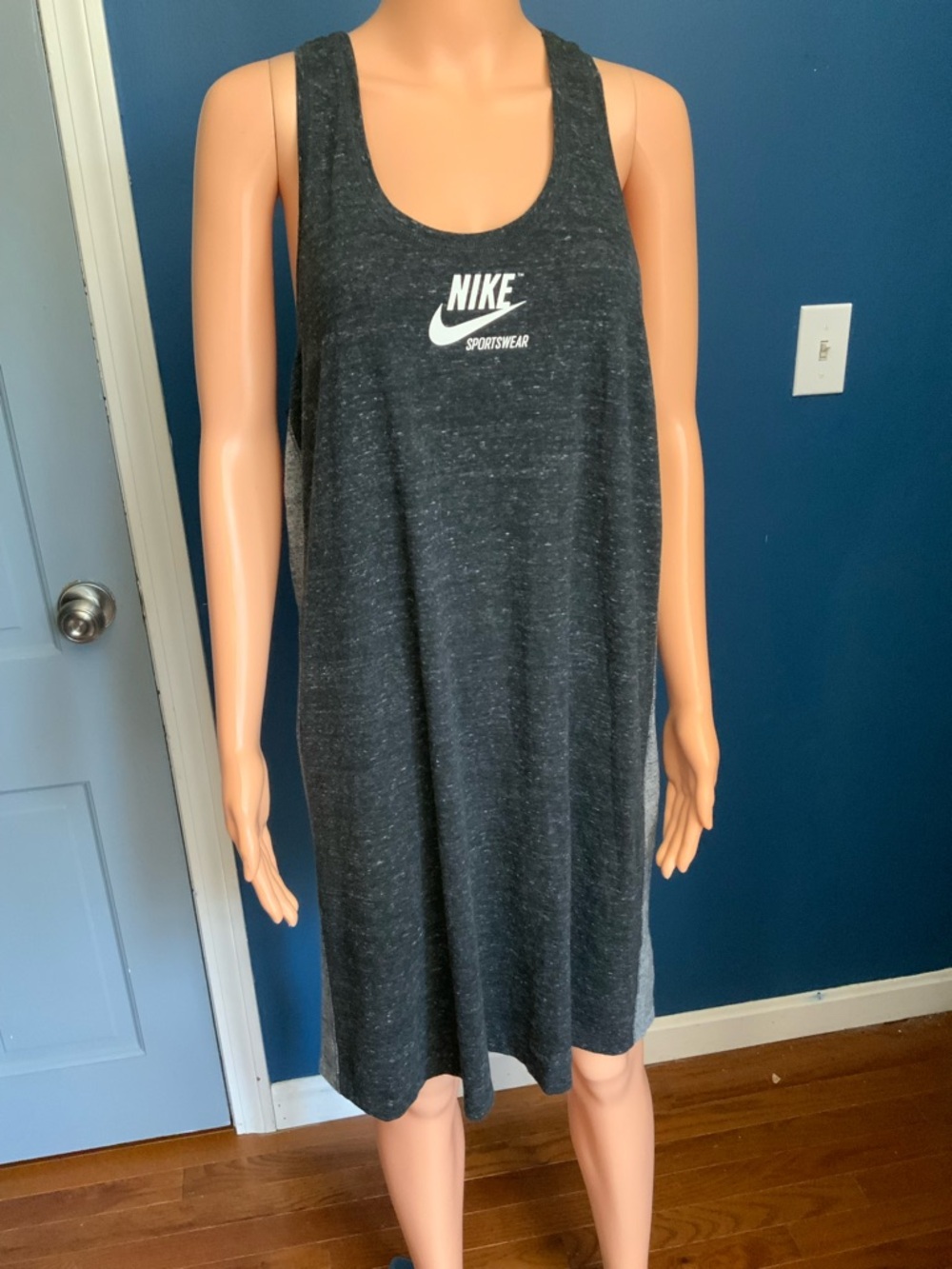 Nike Black Heather Tank Dress with White Logo